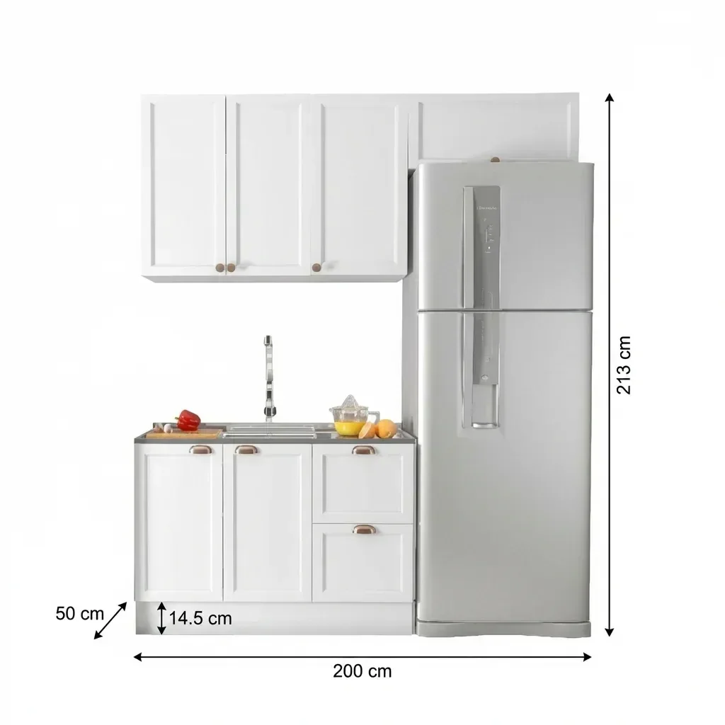 Ver imagem 4 de Cozinha Compacta Americana 3 Peças 6 Portas 2 Gavetas com Balcão para Pia Unna Yescasa Branco