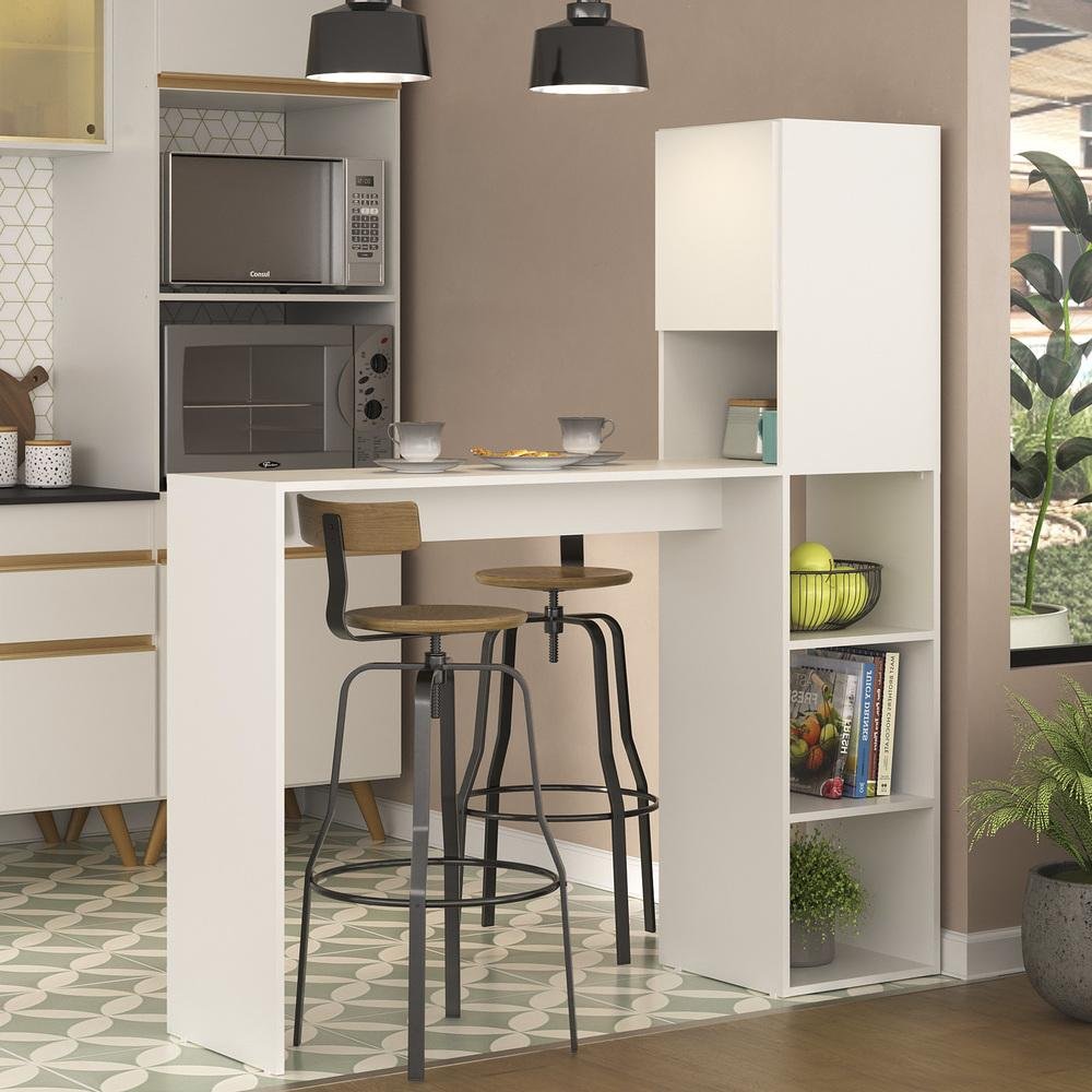 Armário de Cozinha com 1 Porta e Mesa/Bancada MP6004 Multimóveis Branco