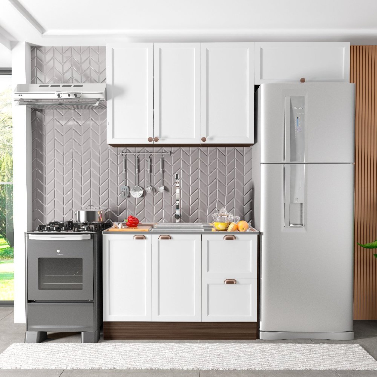 Cozinha Modulada 3 Peças 6 Portas 2 Gavetas com Balcão para Pia Unna - 1