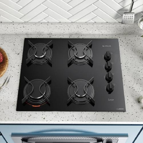 Fogão Cooktop 4 Bocas Atlas Utop Vidro Temperado - Preto - 6