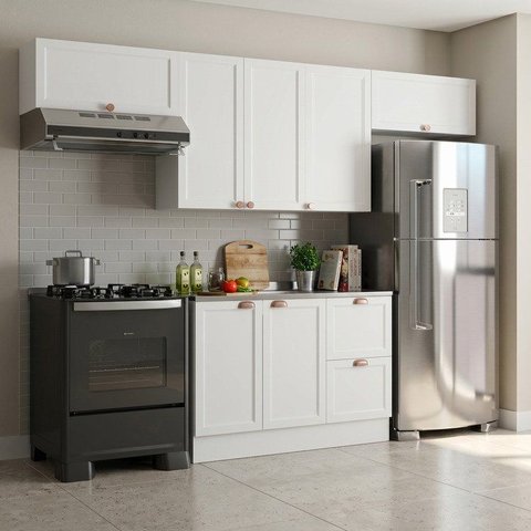 Cozinha Completa Modulada 4 Peças com Balcão para Pia sem Tampo Unna Yescasa Branco