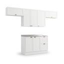 Ver imagem 4 de Cozinha Completa Modulada 4 Peças com Balcão para Pia sem Tampo Unna Yescasa Branco