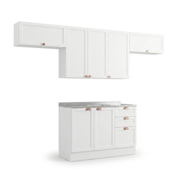 Cozinha Modulada 4 Peças 7 Portas 2 Gavetas com Balcão para Pia Unna Yescasa Branco - 3 Cozinha Modulada 4 Peças 7 Portas 2 Gavetas com Balcão para Pia Unna Yescasa Branco - 3