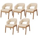Ver imagem 1 de Kit 05 Cadeiras de Jantar e Estar Living Estofada Lince L02 Linho Bege Escuro - Lyam Decor