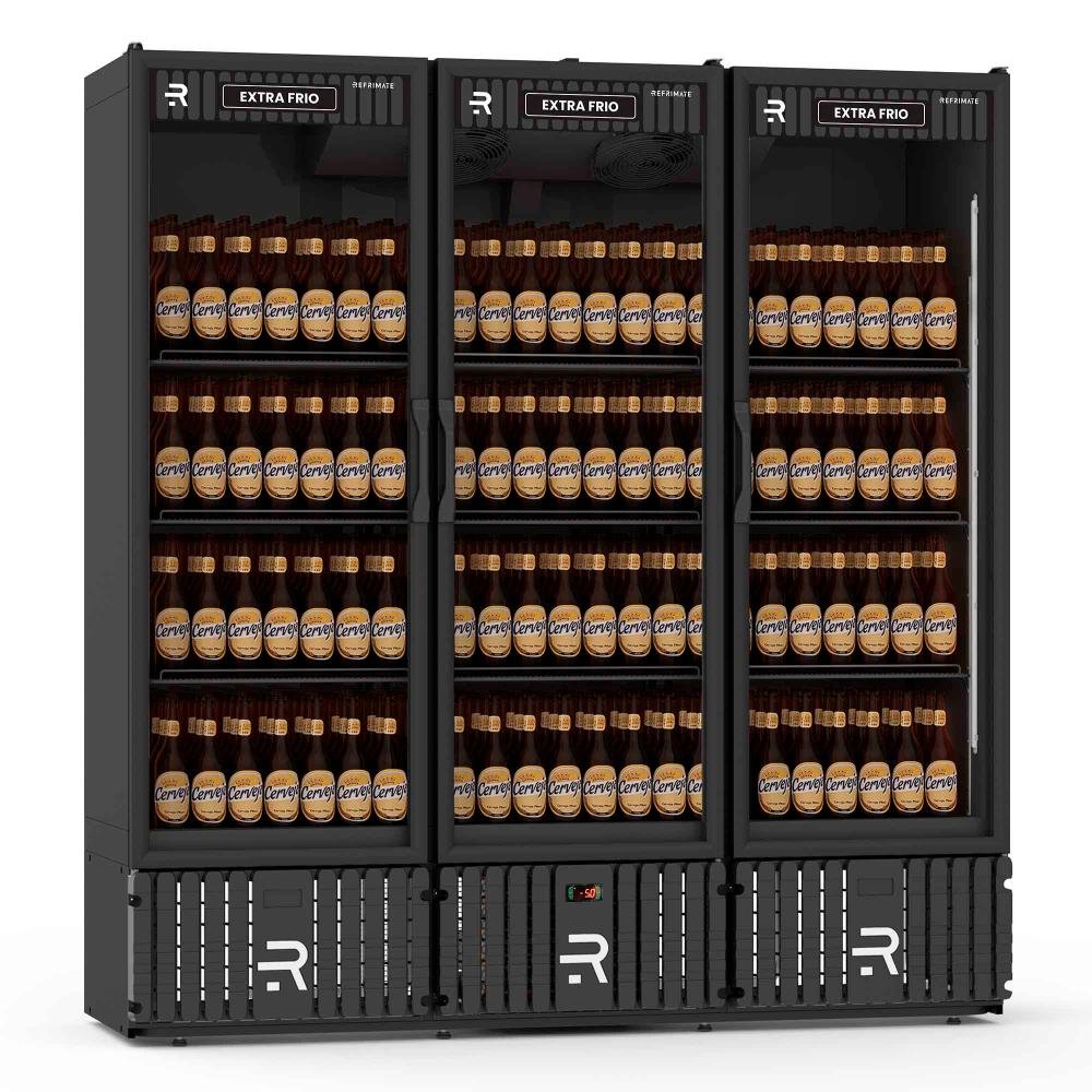 Expositor Vertical Extra Frio Refrimate 1200 Litros 3 Portas Preto 220v Vcef3pb - 1
