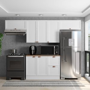 Cozinha Modulada 4 Peças 7 Portas 2 Gavetas Balcão com Tampo Unna Yescasa