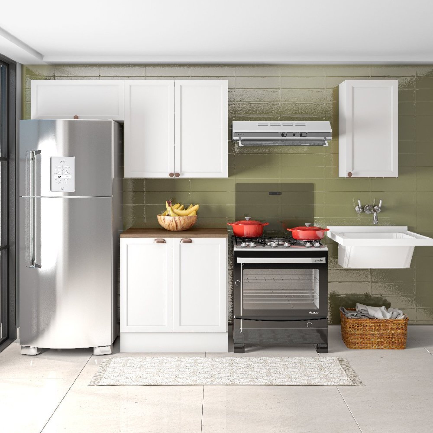 Cozinha Modulada 4 Peças 6 Portas Balcão com Tampo Unna Yescasa