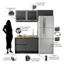 Ver imagem 5 de Cozinha Modulada 3 Peças 4 Portas 3 Gavetas com Balcão para Pia Etna Preto/Grafite