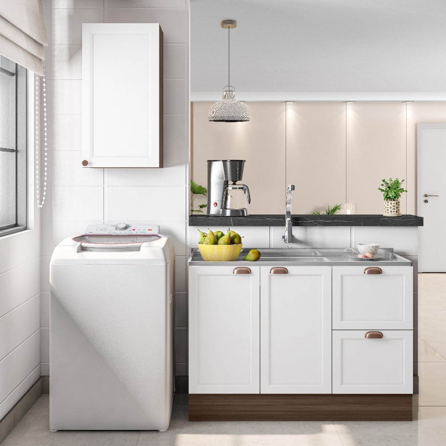 Cozinha Modulada 2 Peças 3 Portas 2 Gavetas com Balcão para Pia Unna - 1