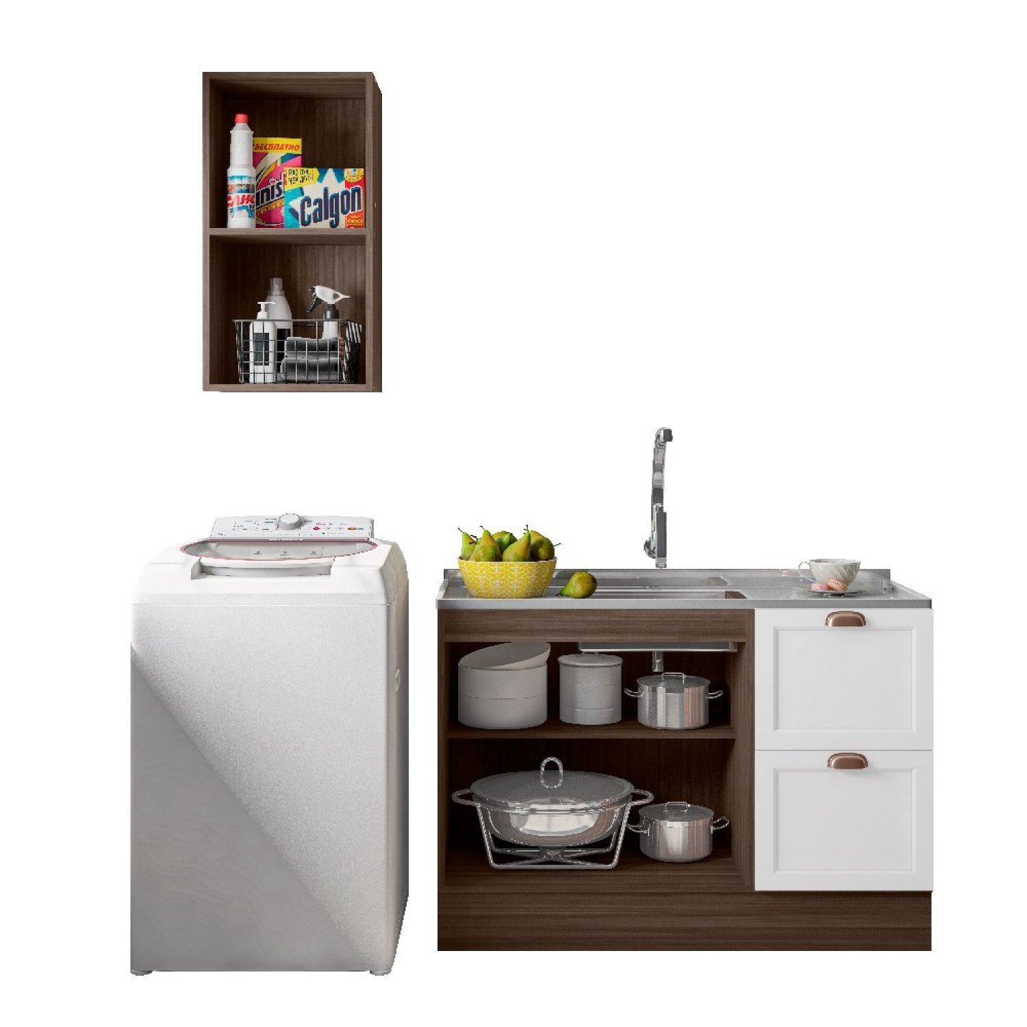 Cozinha Modulada 2 Peças 3 Portas 2 Gavetas com Balcão para Pia Unna - 5