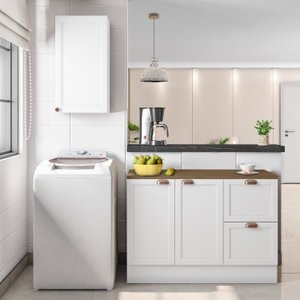 Cozinha Modulada 2 Peças 3 Portas 2 Gavetas Balcão com Tampo Unna Yescasa
