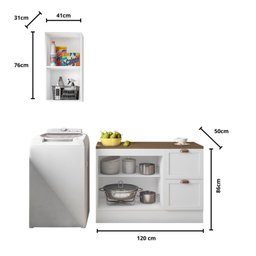 Cozinha Modulada 2 Peças 3 Portas 2 Gavetas Balcão com Tampo Unna Yescasa - 4