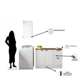 Cozinha Modulada 2 Peças 3 Portas 2 Gavetas Balcão com Tampo Unna Yescasa - 7