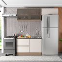 Ver imagem 1 de Cozinha Modulada 3 Peças 4 Portas 3 Gavetas com Balcão para Pia Etna Bege/Carvalho Oak/Off White