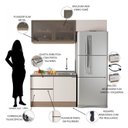 Ver imagem 5 de Cozinha Modulada 3 Peças 4 Portas 3 Gavetas com Balcão para Pia Etna Bege/Carvalho Oak/Off White