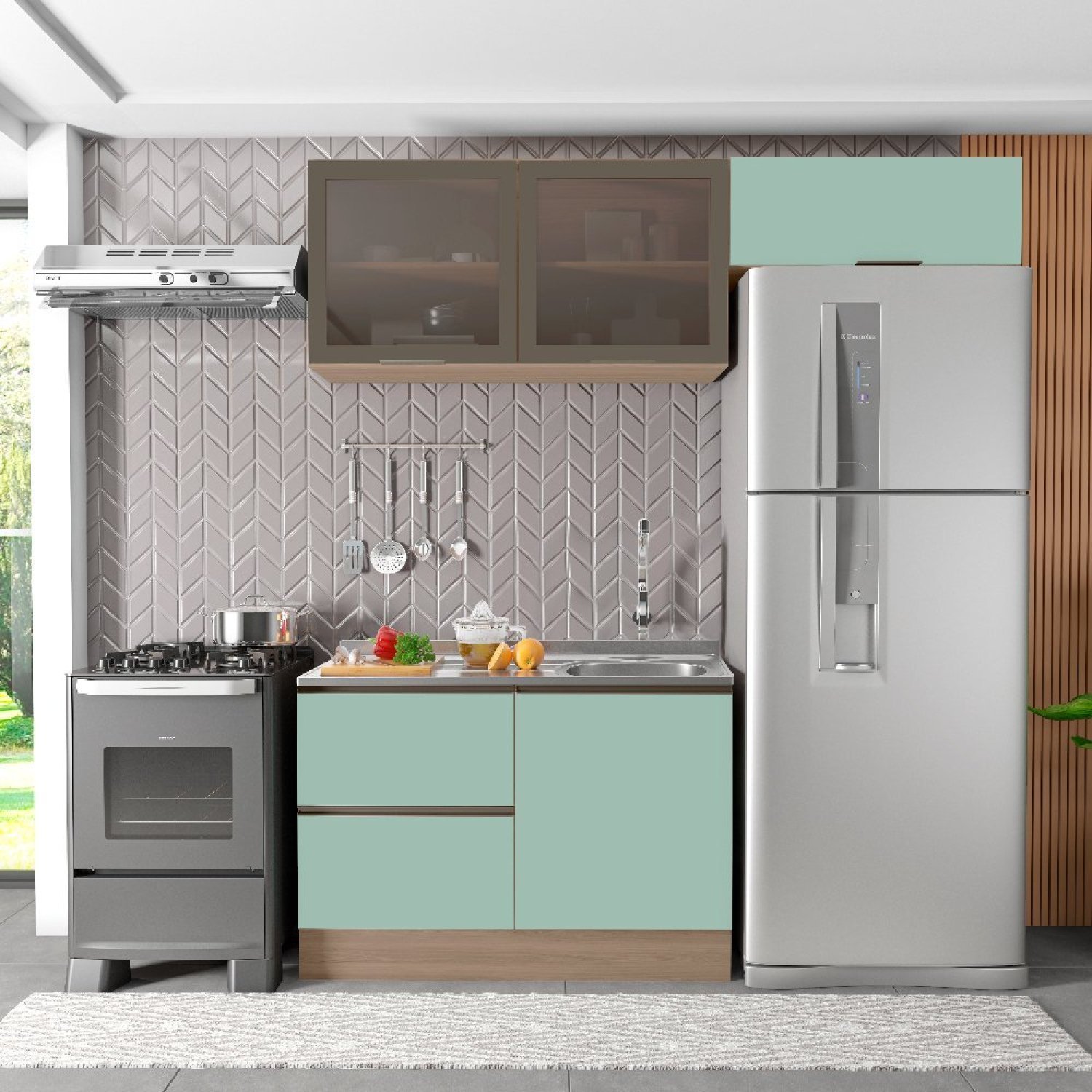 Cozinha Modulada 3 Peças 4 Portas 3 Gavetas com Balcão para Pia Etna - 2