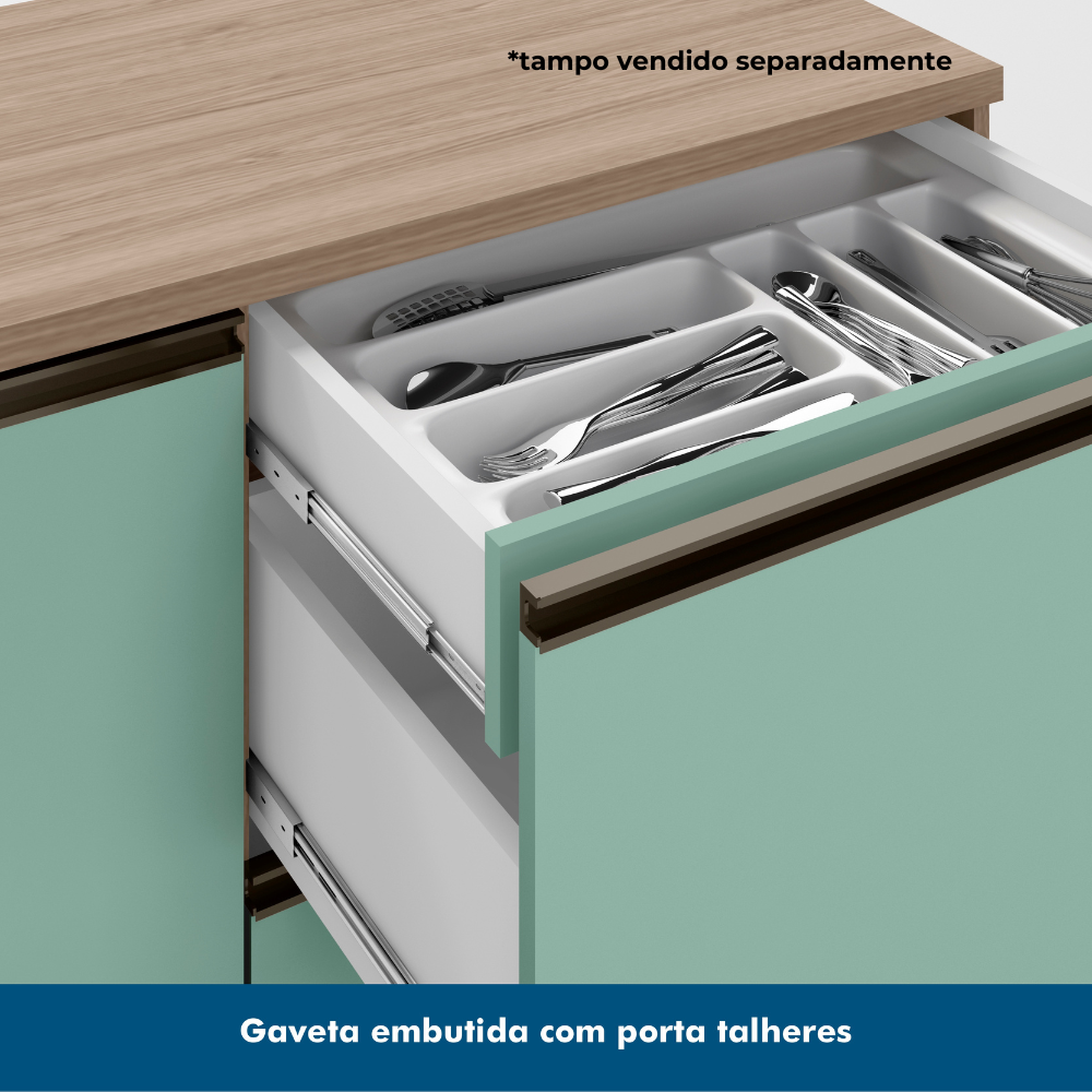 Cozinha Modulada 3 Peças 4 Portas 3 Gavetas com Balcão para Pia Etna - 7