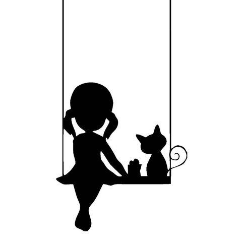 Adesivo Menina e Gato Balanço Decoração
