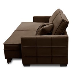 Sofá Cama Retrátil e Reclinável 2,10m com Molas Karen Veludo Marrom Adonai Estofados - 6