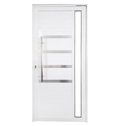 Porta Pivotante de Alumínio 210 x 120cm com Friso e Vidro Linha 30 Direita Esquadrias Bergamo Branco - 2 Porta Pivotante de Alumínio 210 x 120cm com Friso e Vidro Linha 30 Direita Esquadrias Bergamo Branco - 2