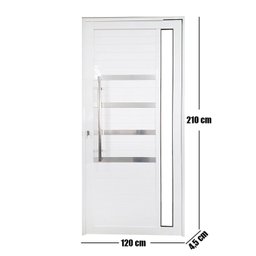 Porta Pivotante de Alumínio 210 x 120cm com Friso e Vidro Linha 30 Direita Esquadrias Bergamo Branco - 5 Porta Pivotante de Alumínio 210 x 120cm com Friso e Vidro Linha 30 Direita Esquadrias Bergamo Branco - 5