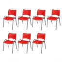 Ver imagem 1 de Cadeira Iso Base Cinza Escola, Escritório Vermelho Kit 7 Un