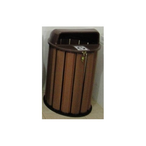 Lixeira para Coleta Seletiva 90L Diversas Cores Madeira Plastica Ecologica - Marrom