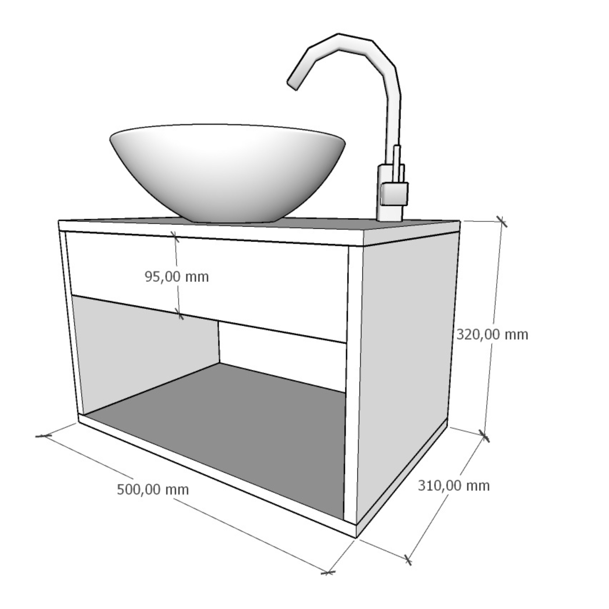 Gabinete de Banheiro 50cm com Cuba Lavabo Armário Suspenso - 7