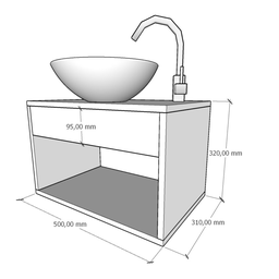 Gabinete de Banheiro 50cm com Cuba Lavabo Armário Suspenso - 7