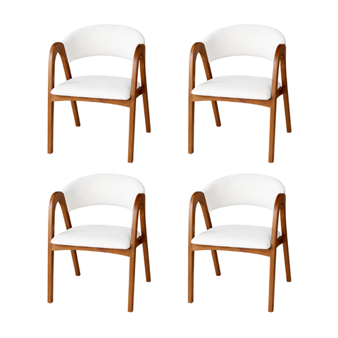Kit 4 Cadeiras de Jantar Valentina Madeira Maciça Estofada:Branco Facto/Cerejeira