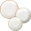 Ver imagem 1 de Jogo de Pratos Porcelana Tramontina Rústico Marrom 18pçs Decorados Rasos Fundos e Sobremesa