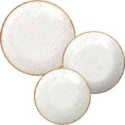 Jogo de Pratos Porcelana Tramontina Rústico Marrom 18pçs Decorados Rasos Fundos e Sobremesa - 1