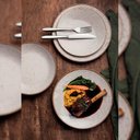 Ver imagem 2 de Jogo de Pratos Porcelana Tramontina Rústico Marrom 18pçs Decorados Rasos Fundos e Sobremesa