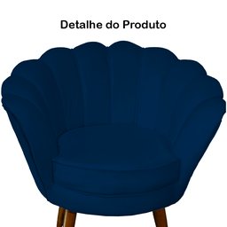 Poltrona Decorativa Pétala Pés Palito Suede Marinho - 4