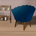 Ver imagem 2 de Poltrona Decorativa Pétala Pés Palito Suede Marinho