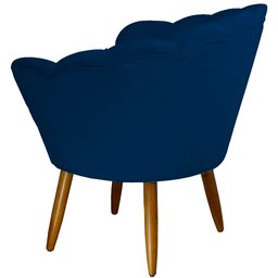 Poltrona Decorativa Pétala Pés Palito Suede Marinho - 3