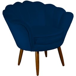 Poltrona Decorativa Pétala Pés Palito Suede Marinho - 1