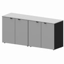Ver imagem 2 de Armário Baixo Escritório 4 Portas C/ Chave 160 Cm F5 Office Cor:cinza Sagrado com Preto