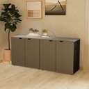 Ver imagem 1 de Armário Baixo Escritório 4 Portas C/ Chave 160 Cm F5 Office Cor:cinza Sagrado com Preto