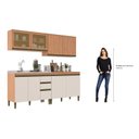 Ver imagem 5 de Cozinha Compacta Modulada 4 Peças com Vidro Reflecta Cecília Marrom/Freijó/Off White