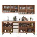 Ver imagem 6 de Cozinha Compacta Modulada 4 Peças com Vidro Reflecta Cecília Marrom/Freijó/Off White