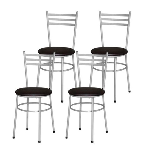 Conjunto 4 Cadeiras Epoxi Cinza para Cozinha Cor:marrom