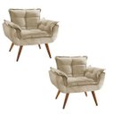 Ver imagem 1 de Kit 02 Poltronas Opala Suede Bege Pés Palito