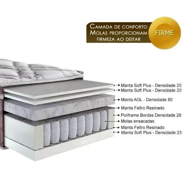 Base + Colchão ecoflex Queen Size Com Molas Ensacadas Relax Adorabil - 2