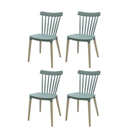 Kit 4 Cadeiras Janaína Midi Rivatti Polipropileno Verde Menta Base Madeira - 1