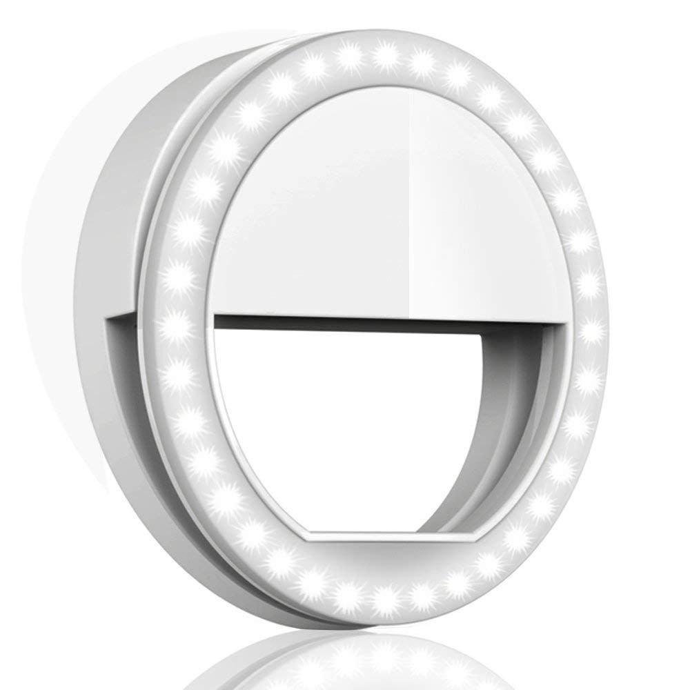 Luz Selfie Ring Light Led Flash Recarregável Branco - 1