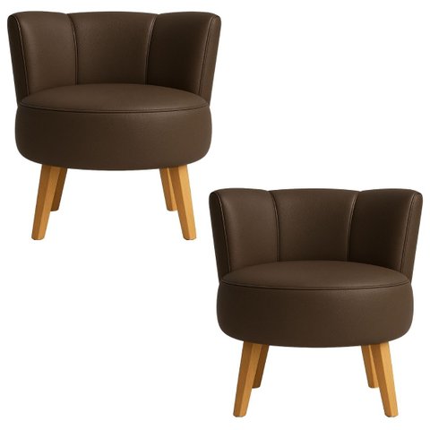 Kit 2 Poltronas Aconchegante Tecido Corano para Sala de Espera Pés de Madeira Resistente