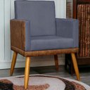 Ver imagem 5 de Poltrona Decorativa Lis Corino e Pé Palito 30 Cm Castanho - Cinza Suede Corino
