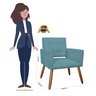 Conjunto 2 Poltronas Cadeira Estofada Decorativa Camila Suede Azul Turquesa - Incasa Decor - 8