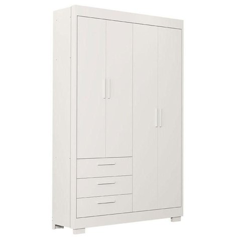 Guarda Roupa Infantil Zaki 4 Portas Branco Acetinado - Reller